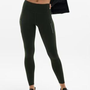 Athleta Dark Green Rainer High Rise Leggings with Pockets